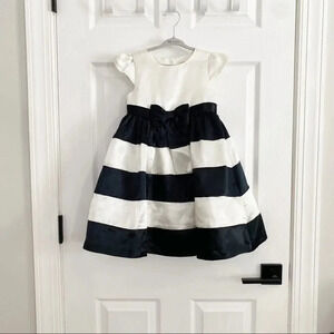 GYMBOREE‎ GIRLS 5T Satin Black Ivory Striped Dress